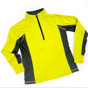Tek Gear Quarter-Zip Performance Pullover Neon Yellow/Graphite Shirt Size Large